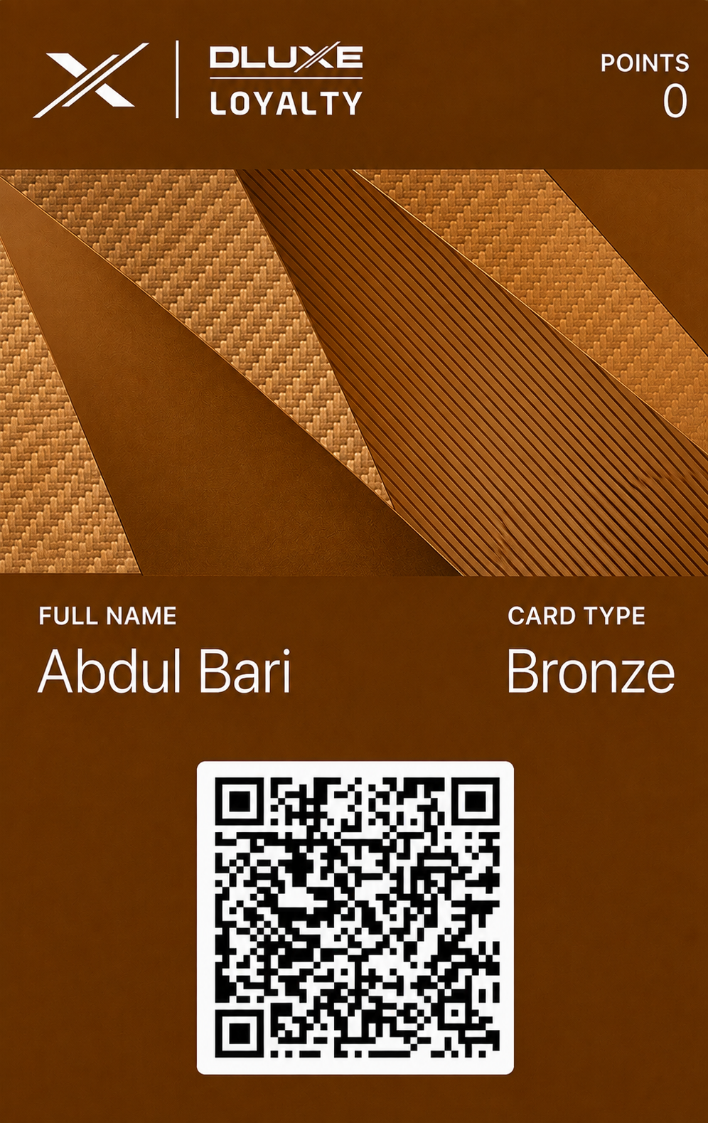D Luxe Bronze loyalty card